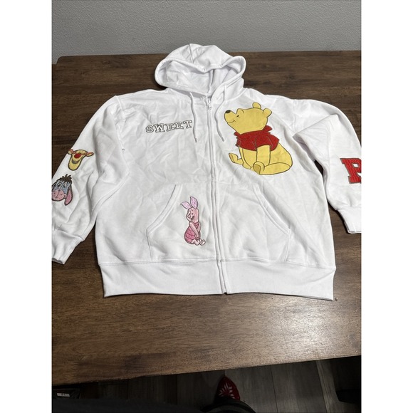 Disney Tops - Disney‎ Winnie The Pooh Licensed Zip Up Hoodie Sweatshirt Embroidered Size Large